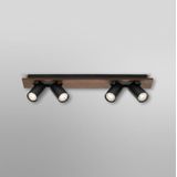 LEDVANCE - Mercury - Plafondspot - Zwart/Dark Wood - 4-lamps GU10, Dimbaar, Staal