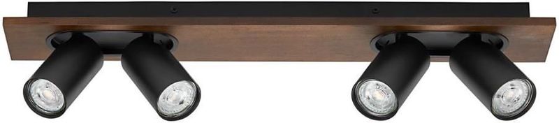 LEDVANCE - Mercury - Plafondspot - Zwart/Dark Wood - 4-lamps GU10, Dimbaar, Staal