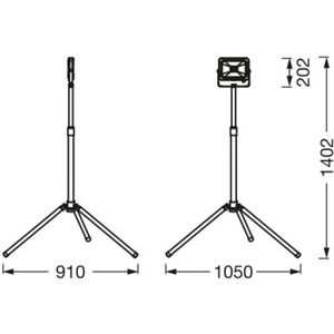 LEDVANCE Draagbare LED-werklamp voor buitengebruik, Worklight Value met opvouwbaar statief en 1x 30W schijnwerper, daglichtwit (6500K), donkergrijs, 1-pack