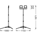 LED Worklight Value Tripod - Zwart - Aluminium - Met 2 LED Spots