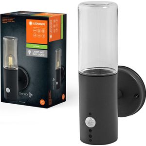 LEDVANCE ENDURA CLASSIC FIGO CYL W SEN buitenlantaarn, wandlamp, donkergrijs, edelstaal, snelle en eenvoudige installatie, IP44, bewegingsmelder, daglichtsensor, flexibel gebruik in buitenruimtes