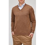 Maerz - V-hals Trui - Bruin - Merinowol