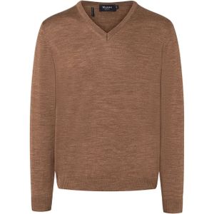 Maerz - V-hals Trui - Bruin - Merinowol