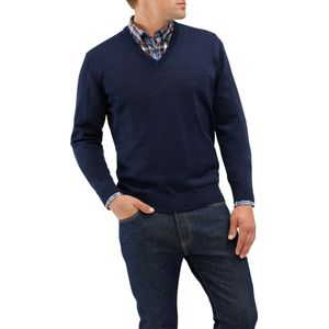 MAERZ Superwash Trui V-hals zwart/blauw, Effen