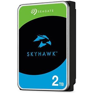 Seagate SkyHawk, interne harde schijf 2 TB HDD, voor video-opname met maximaal 64 camera's, 3,5 inch, 64 MB cache, SATA 6 Gb/s, zilver, incl. 3 jaar Rescue Service, modelnr.: ST2000VX008