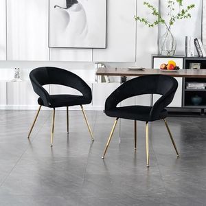Home Deluxe - Lyric Gestoffeerde stoel, 5 stuks, kleur: zwart fluweel, zachte bekleding, tot 120 kg belastbaar, keukenstoel, eetkamerstoelen