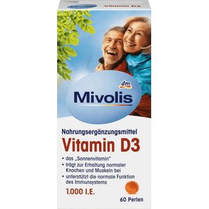 Vitamine D Volwassenen - Mivolis  D - parels (60 stuks) - Vitamine D - Vitamine D3 1000 iu - Vitamine D Volwassenen