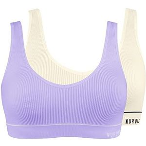 Nur Die 2 stuks bustier retro ondergoed, gebroken wit/lila, 48-50 dames, Meerkleurig