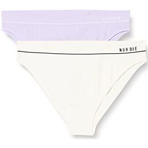 Nur Die Retro Slip 2-pack meerkleurig sportieve onderbroeken dames, Offwhite/sering, 36/38 NL