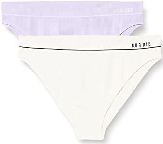 Nur Die Retro Slip 2-pack meerkleurig sportieve onderbroeken dames, Offwhite/sering, 36/38 NL