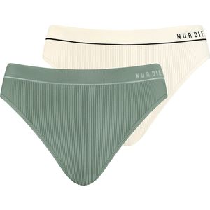 Nur Die - Retro Slip 2-pack - Kaki/Gebroken Wit - Sportieve Onderbroeken - Dames