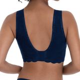 Anita - Comfort Bralette - Bloemige Kant - Maritim Blue - Delicate Zijden Band