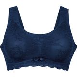 Anita - Comfort Bralette - Bloemige Kant - Maritim Blue - Delicate Zijden Band