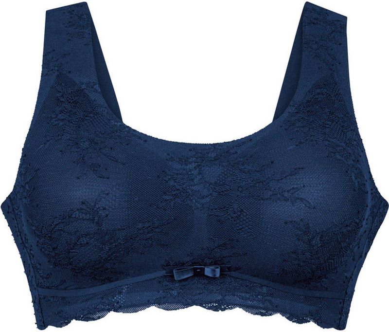 Anita - Comfort Bralette - Bloemige Kant - Maritim Blue - Delicate Zijden Band