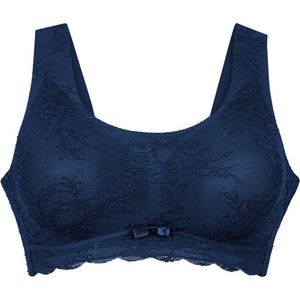 Anita - Comfort Bralette - Bloemige Kant - Maritim Blue - Delicate Zijden Band