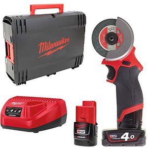 Milwaukee M12 FCOT-422X 12V Li-Ion Accu Haakse Slijper Set In HD Box (1x 4,0 & 2 Ah Accu) - Koolborstelloos - 10 X 76mm