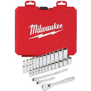 Milwaukee - Doppenset - Metrisch - 28-delig - Volledig Metalen Constructie