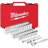 Milwaukee Ratel + Doppen set 1/4 50 Pc Drive Ratchet. + Dopsleutelset SAE + Metric - 4932464944