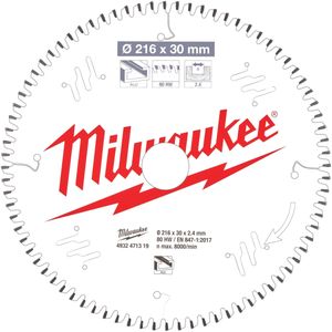 Milwaukee Accessoires Cirkelzaagblad MS Alu216x30x2,4x80TF neg. - 4932471319