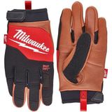 Milwaukee Unisex 4932471913 LEATHER GLOVES MILWAUKEE HYBRID L 9, Rood Zwart, Maat 9 Pack van 2 EU,Groot