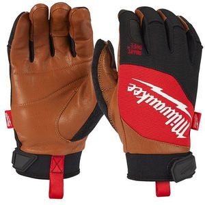 Milwaukee Unisex 4932471913 LEATHER GLOVES MILWAUKEE HYBRID L 9, Rood Zwart, Maat 9 Pack van 2 EU,Groot