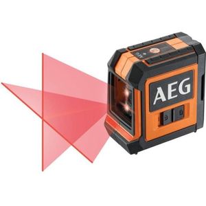 AEG CLR215-B Laserwaterpas rood – 2 lijnen, batterij niet inbegrepen, tot 15 meter, zelfnivellerende laserwaterpas, nauwkeurigheid ± 0,3 mm/m, met beschermingsklasse IP54, schroefdraad 1/4 inch