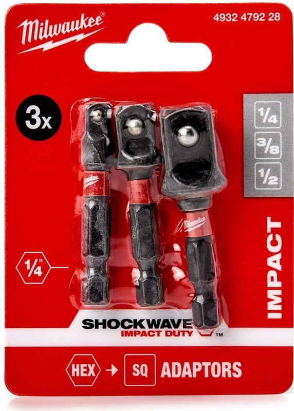 Milwaukee - 4932479228 - Adapter Set - Hex Impact - 3 Stuks