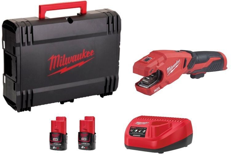Milwaukee M12 PCSS-202C RAPTOR™ Accu Pijpsnijder RVS 12V 2.0Ah In Transportkoffer - 4933479242