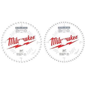 Milwaukee CSB 216 mm x 30 mm cirkelzaagbladen voor verstekzagen, dubbelpak 4932479575 – 48T & 60T