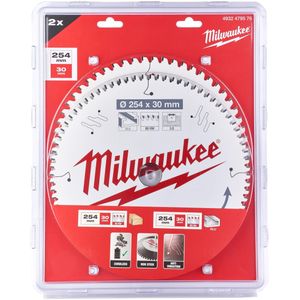 Milwaukee Cirkelzaagblad 254 X 30 Mm Twin Pack (2-delig) - 4932479576