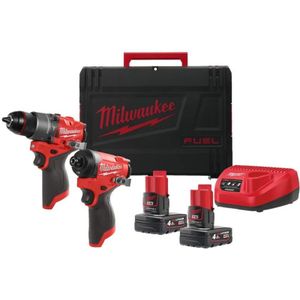 Milwaukee M12 FPP2A2-402X 12V Li-ion Accu Slagboormachine (FPD2-0) En Slagschroevendraaier (FID2-0) Combiset (2x4.0Ah) In HD Box