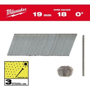 Milwaukee Accessoires Nagels brad Inox 18G/19mm/SC3 | 10.000 stuks - 4932492558