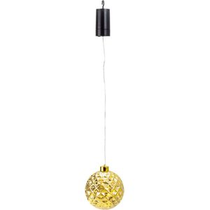 IKO kerstbal goud - met led verlichting- 12 cm - aan draad