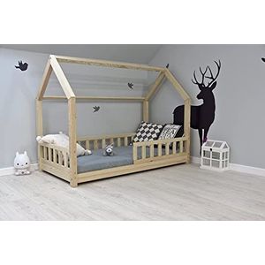 Best For Kids kinderbed, kinderhuis met valbescherming, tienerbed, natuur, huisje, houten bed, met of zonder 10 cm, matras, vele maten 90x200 cm ohne Matratze naturel