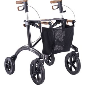 Saljol - AR62 - Rollator - Zwart - Aluminium - Lichtgewicht - Grote Voorwielen