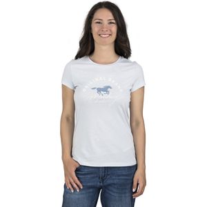 Mustang Dames T-Shirt Alexia C Logo slim fit Blauw L Ronde Hals Volwassenen Basic T-shirt met korte mouwen en ronde hals gemaakt van 100% katoen