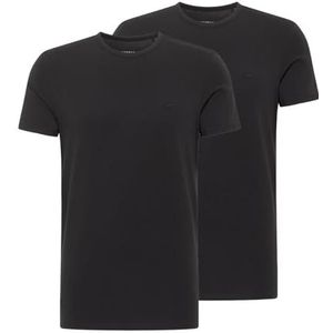 Mustang Heren T-Shirt ALLEN 2 PACK regular fit Zwart L Ronde Hals Volwassenen