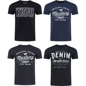 Mustang - Heren T-Shirt - Veelkleurig - 4-pack - Regular Fit - Ronde Hals