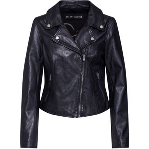 Bikerjack - Effen - Leer - Licht Gevoerd - Slanke Pasvorm