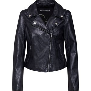 Bikerjack - Effen - Leer - Licht Gevoerd - Slanke Pasvorm