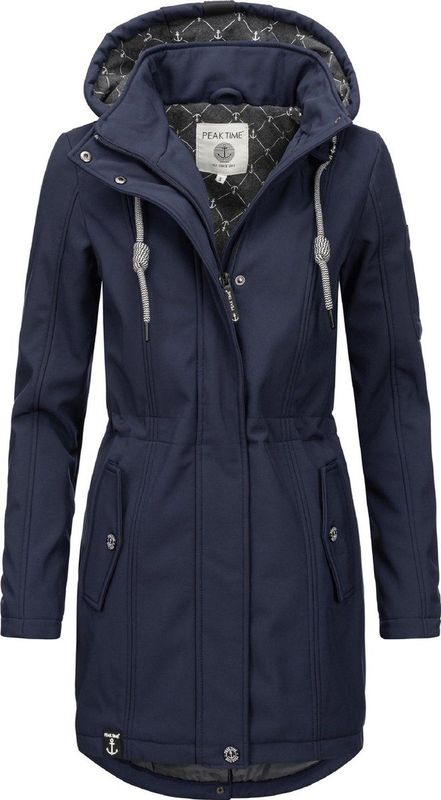 PEAK TIME Softshelljacke L60013 wasserabweisender Übergangs-Mantel mit abnehmbarer Kapuze