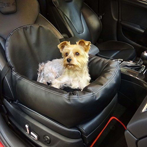 Extra pflegeleichter Hunde Leder Look Autositz - Verst&#228;rkter Autositz f&#252;r kleine und mittlere Hunde - hochwertiger und wasserfester Hundeautositz f&#252;r den Beifahrersitz im Auto (L-Gr&#246;&#223;e, Schwarz) kompatibel f&#252;r Volvo 940 II Kombi