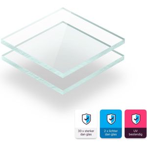 Plexiglas plaat 5 mm dik - 60 x 30 cm - Getint Glaslook