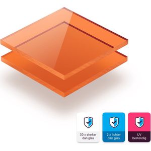 Plexiglas plaat 5 mm dik - 160 x 90 cm - Getint Oranje