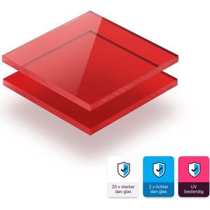 Plexiglas plaat 5 mm dik - 140 x 70 cm - Getint Rood