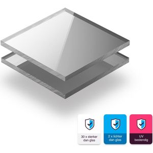 Plexiglas plaat 3 mm dik - 100 x 50 cm - Spiegel Zilver