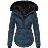 MARIKOO Damen Designer Steppjacke Winter Jacke mit edler Kunstpelz Kapuze Lotusblüte