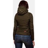 MARIKOO Lichte tussenjas voor dames, gewatteerde jas met capuchon, XS-XXL, olijfgroen, S