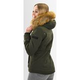 Navahoo - Dames Winterjas - Korte Parka - Groen - Imitatiebont - Teddyvoering