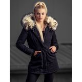Navahoo Wintermantel Cristal stylischer Damen Winterparka mit Kunstfell-Kapuze